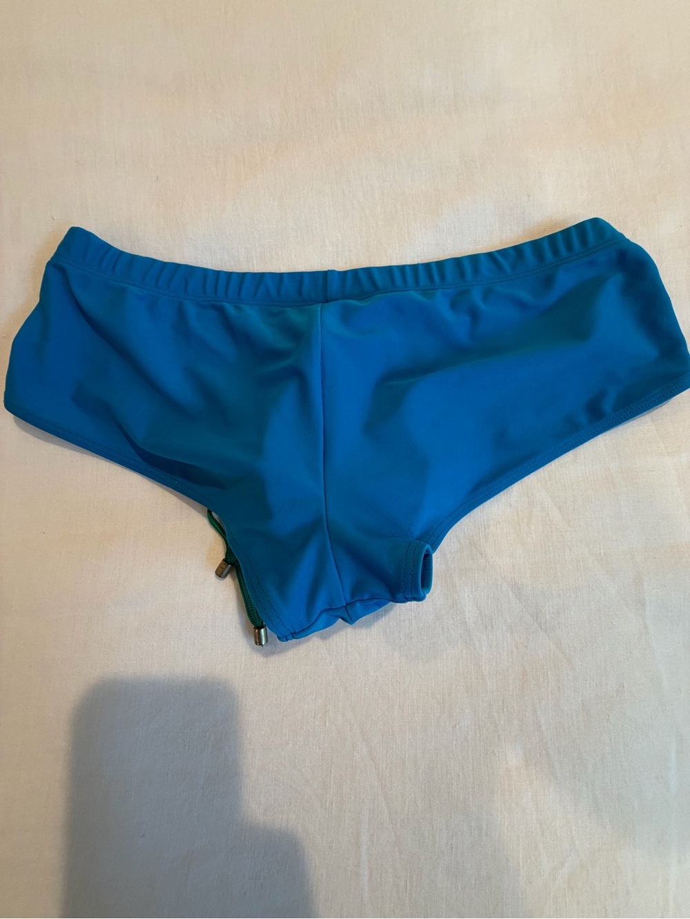 SD Collection Men's Bright Blue Swim Trunks with Green Drawstring - Picture 2 of 2